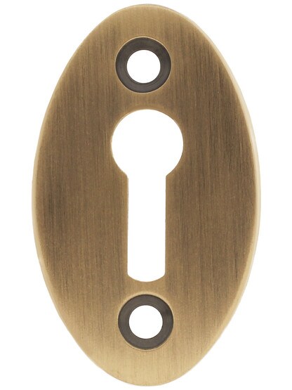Plain Keyhole Cover - 1 7/8 x 1 1/8 inch in Antique Brass.